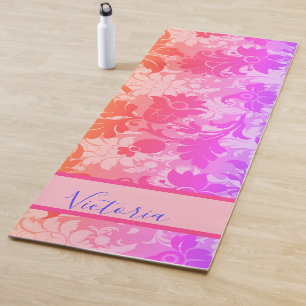 Gepersonaliseerd Roze Paarse Rainbow Damasnaam Yogamat