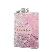 Gepersonaliseerd Roze Pastel Matglas Heupfles (Links)