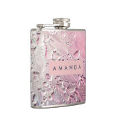 Gepersonaliseerd Roze Pastel Matglas Heupfles (Rechts)