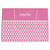 Gepersonaliseerd roze patroon Kerstmis Groot Cadeauzakje (Voorkant)