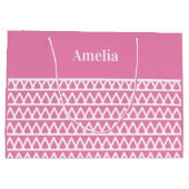 Gepersonaliseerd roze patroon Kerstmis Groot Cadeauzakje (Achterkant)