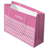 Gepersonaliseerd roze patroon Kerstmis Groot Cadeauzakje (Voorkant Gekanteld)