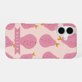 Gepersonaliseerd Roze Peer Patroon Mooie Meisjesac iPhone 16 Hoesje (Achterkant horizontaal)