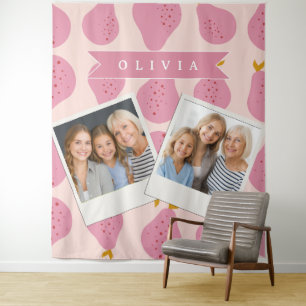 Gepersonaliseerd Roze Peer Patroon Mooie Meisjesac Wandkleed