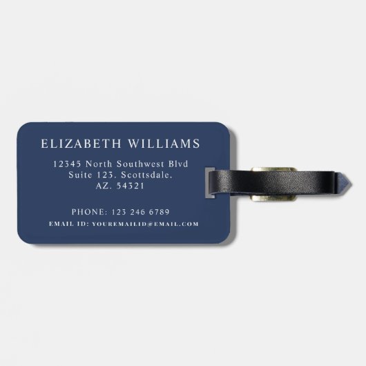 Gepersonaliseerd roze perzik bloemwit bloemen bagagelabel (Achterkant horizontaal)