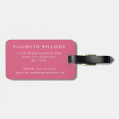 Gepersonaliseerd roze perzik groen geruit patroon bagagelabel (Achterkant horizontaal)