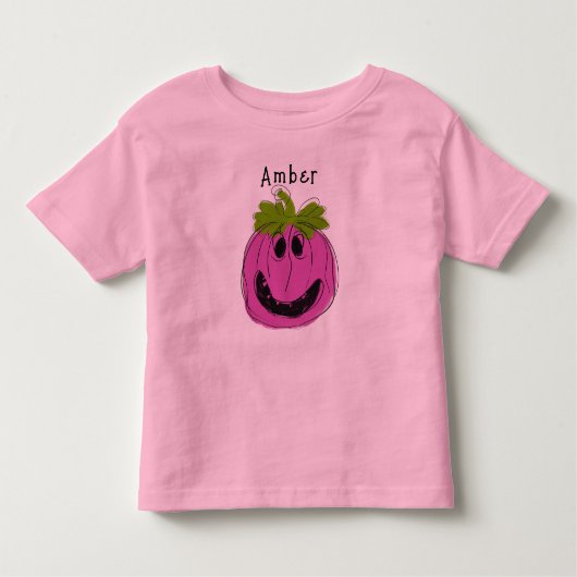 Gepersonaliseerd roze peuter Halloween T-shirt (Voorkant)