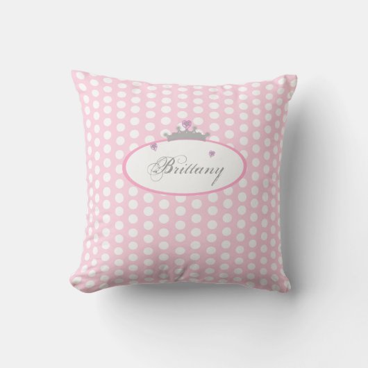 Gepersonaliseerd roze poka Dot Princess Pillow Kussen (Voorkant)