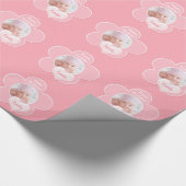 Gepersonaliseerd roze pooldots fotopapier cadeaupapier (Hoek)