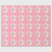 Gepersonaliseerd roze pooldots fotopapier cadeaupapier (Vlak)
