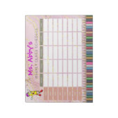 Gepersonaliseerd roze potlood wekelijks lesschema notitieblok (Linkerzijde)