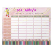 Gepersonaliseerd roze potlood wekelijks lesschema notitieblok (Voorkant)