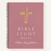 Gepersonaliseerd roze religieuze kruis notitieboek (Voorkant)