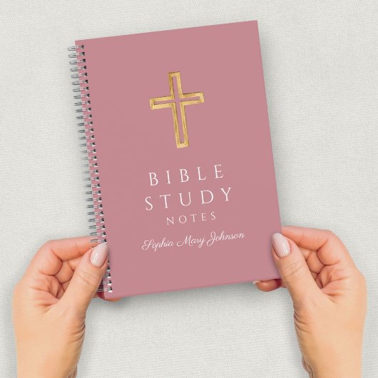 Gepersonaliseerd roze religieuze kruis notitieboek