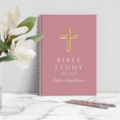 Gepersonaliseerd roze religieuze kruis notitieboek