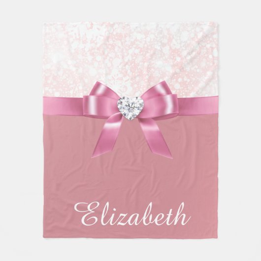 Gepersonaliseerd Roze Ribbon Diamond Zachte Deken (Voorkant)