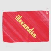 Gepersonaliseerd roze rood glamour golfhanddoek (Horizontaal)