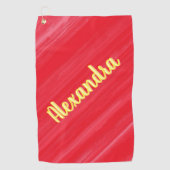 Gepersonaliseerd roze rood glamour golfhanddoek (Voorkant)