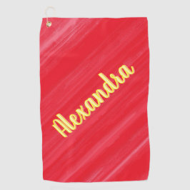 Gepersonaliseerd roze rood glamour golfhanddoek