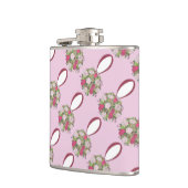 Gepersonaliseerd roze Roos Wedding Bouquet Heupfles (Links)