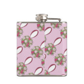 Gepersonaliseerd roze Roos Wedding Bouquet Heupfles (Achterkant)