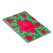 gepersonaliseerd roze roze rozen en buispatroon notitieboek (Rechterzijde)
