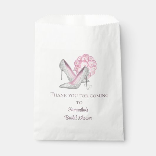 Gepersonaliseerd roze rozen zilver verwarmt Vrijge Bedankzakje (Voorkant)