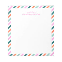 Gepersonaliseerd roze Schattige gestreept Notitieb