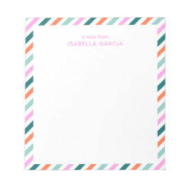 Gepersonaliseerd roze Schattige gestreept Notitieb Notitieblok