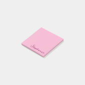 Gepersonaliseerd roze script Post it Sticky Notes (Schuin)