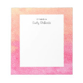 Gepersonaliseerd roze sinaasappel Waterverf Notiti Notitieblok (Voorkant)