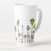 Gepersonaliseerd Roze Sinaasappel Zwart Gepersonal Latte Mok (Rechterhoek)