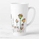 Gepersonaliseerd Roze Sinaasappel Zwart Gepersonal Latte Mok (Rechts)