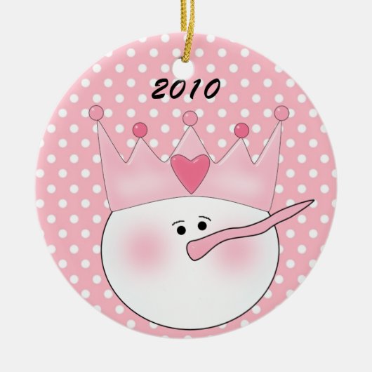 Gepersonaliseerd roze sneeuw prinses Ornament (Voorkant)