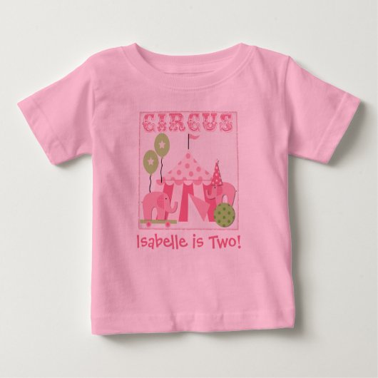 Gepersonaliseerd roze stap rechts op circus Tshirt (Voorkant)
