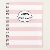 Gepersonaliseerd roze strepen planner Notitieboek (Voorkant)