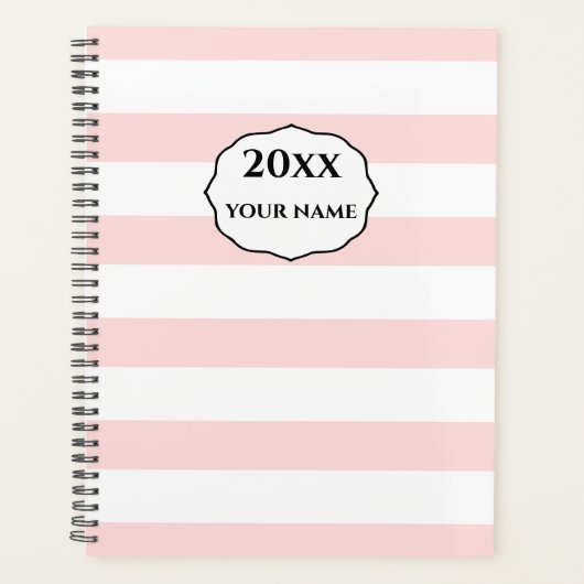 Gepersonaliseerd roze strepen planner Notitieboek (Voorkant)