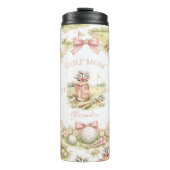 Gepersonaliseerd roze strik golf moeder cadeau thermosbeker (Voorkant)