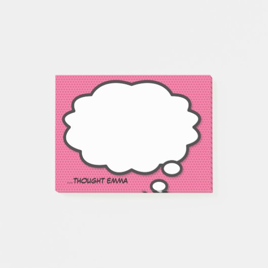 Gepersonaliseerd roze stripboek Think Bubble Post-it® Notes (Voorkant)