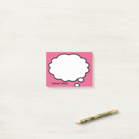Gepersonaliseerd roze stripboek Think Bubble Post-it® Notes (Op bureau)