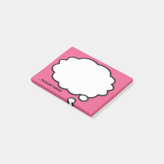 Gepersonaliseerd roze stripboek Think Bubble Post-it® Notes (Schuin)
