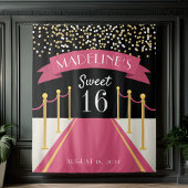 Gepersonaliseerd roze tapijtthema Sweet 16 Achterg Wandkleed