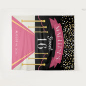 Gepersonaliseerd roze tapijtthema Sweet 16 Achterg Wandkleed (Voorkant (horizontaal))