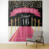 Gepersonaliseerd roze tapijtthema Sweet 16 Achterg Wandkleed (In situ)