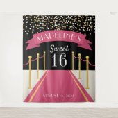 Gepersonaliseerd roze tapijtthema Sweet 16 Achterg Wandkleed (Voorkant)
