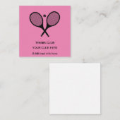 Gepersonaliseerd roze tennisracket informatiekaartje (Voorkant / Achterkant)