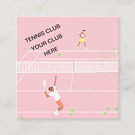 Gepersonaliseerd roze tennisracket informatiekaartje (Voorkant)