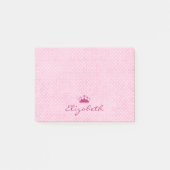 Gepersonaliseerd roze Tiara ona Polka Dot Pattern Post-it® Notes (Voorkant)