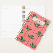 Gepersonaliseerd roze tropische palmvogelpatroon planner (Display)