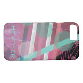 Gepersonaliseerd/Roze & Turquoise/Abstract Ontwerp Case-Mate iPhone Case (Achterkant (Horizontaal))